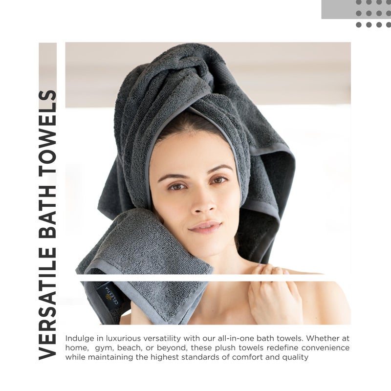 Villa Celestia 600 GSM 100% Cotton Bath Towels, White, Set of 4, Highly Absorbent, Plush, Soft, Quick Dry, 4 Pieces Combed Cotton Luxury Towels for Hotels, Spa, Salon, Bathroom, Dorm, Pack of 4 - Image 5